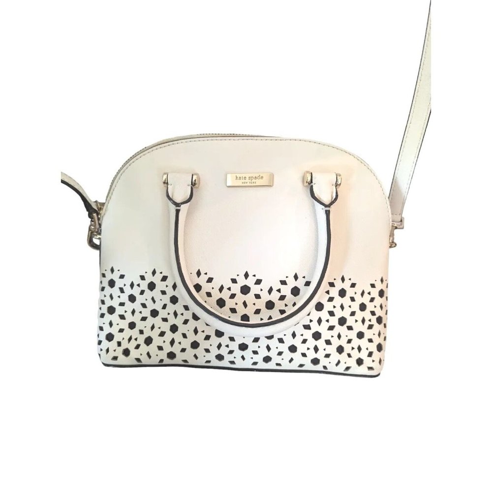 Kate Spade Newman Drive Mini Carli Cement Cream White Floral Cut Crossbody Bag - Picture 14 of 15